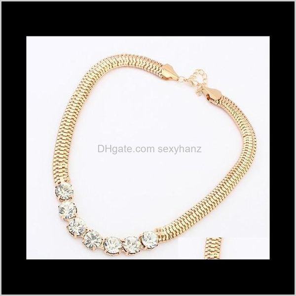

chokers necklaces & pendants jewelry drop delivery 2021 vintage retro punk style metal chunky chain for women with crystal gem s900147 puyaw, Golden;silver