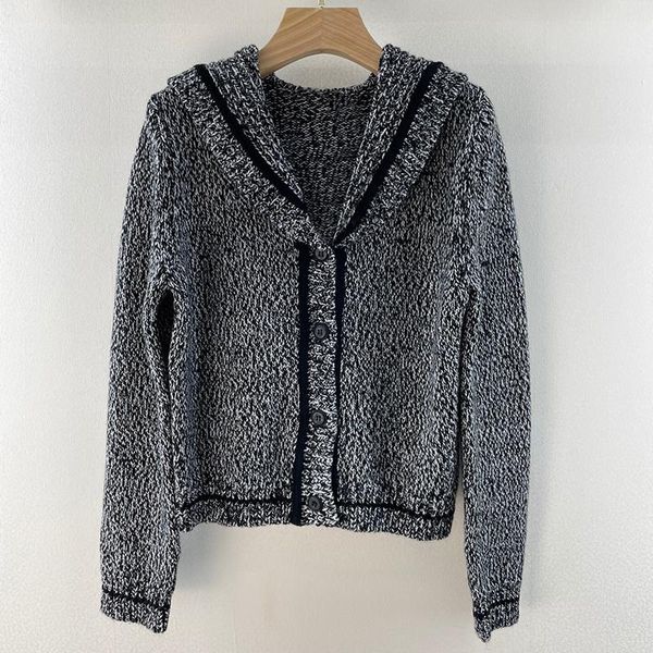 

women's knits & tees grey fashion knitted wrap cardigan women wool-blend sailor collar elegant casual short sweater coat 2021 a, White