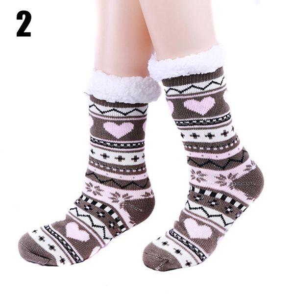 

pair women lady indoor knit socks warm thicken cozy anti-slip for winter home ha sports, Black
