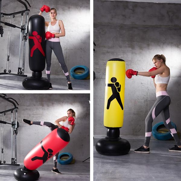 

sand bag 160cm boxing punching inflatable stand tumbler muay thai training pressure relief back sandbag for kids adults