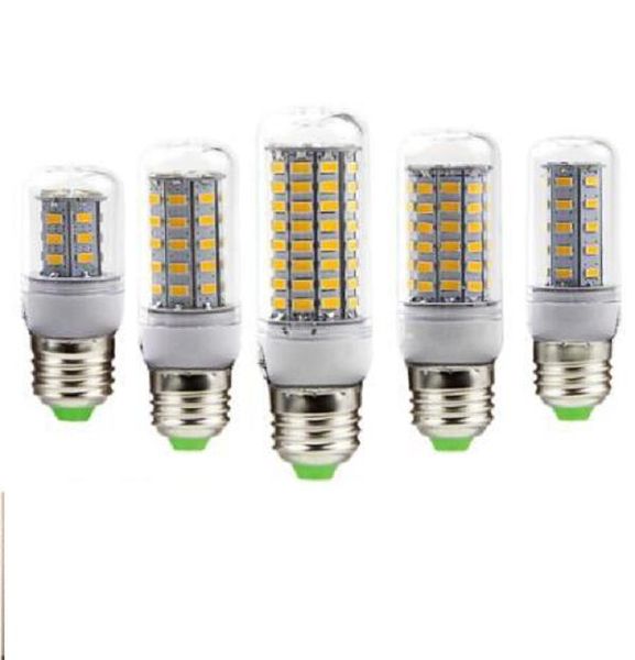 2021 LED lâmpada lâmpada E27 E14 vela luz Bombillas 220V SMD 5730 Home Decoração Lâmpada para Chandelier Spotlight 24 36 48 56 69 106LEDS