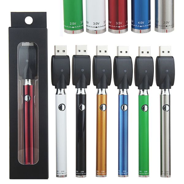 ADEDI 20 adet Büküm Pil Preceat Şarj Edilebilir 510 Konu Vape Kalem Piller 380mAh Ayarlanabilir Gerilim Buharlaştırıcı Kalemler E Sigara Başlangıç ​​Kitleri USB Şarjlar