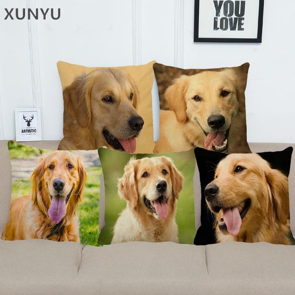 

cushion/decorative pillow xunyu golden retriever linen case sofa square decorative cover dog pattern cushion 45x45cm ac005