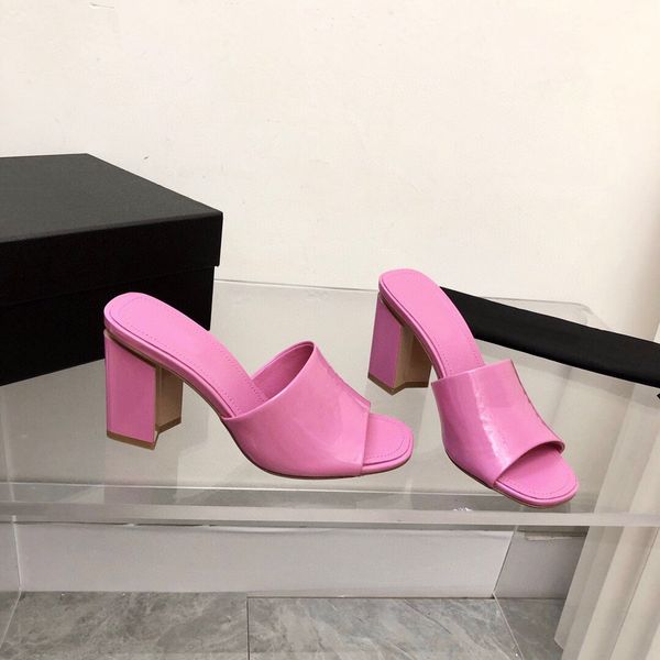 

new chunky heels slippers women runway shoes woman mules high heels gladiator sandals women summer slides zapatillas mujer, Black