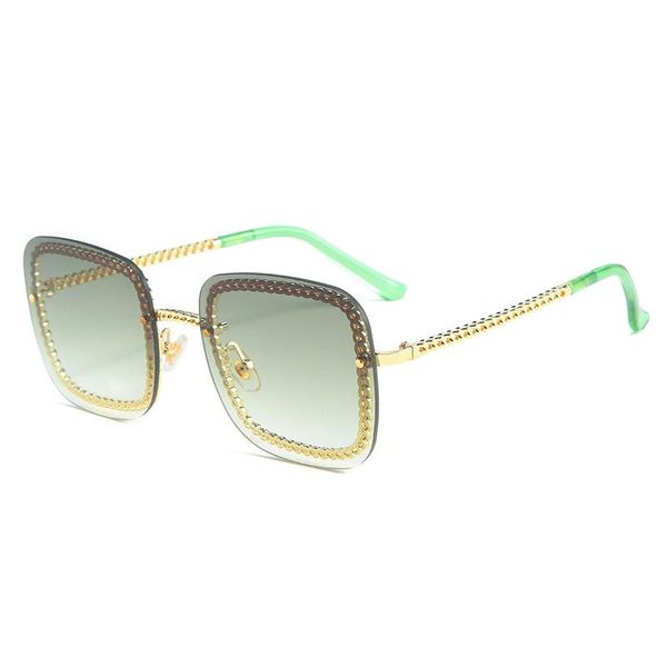 

sunglasses 2021 oversized chain square women brand designer metal eyewear female shades sun glasses uv400, White;black
