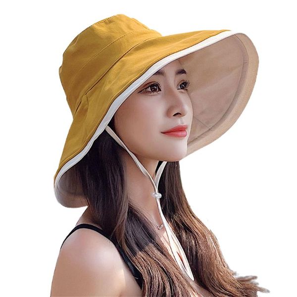 

wide brim hats anti ultraviolet sun hat cap female korean version sun-shading sunscreen covering face japanese all-match big-brimmed woman, Blue;gray