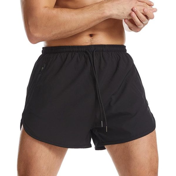 

running shorts men bodybuilding fast dry sports joggers knee length sweatpants male gym fitness workout, Black;blue