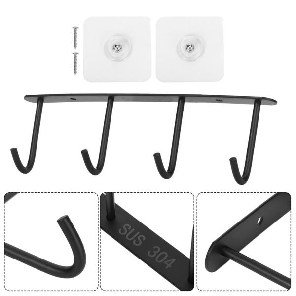 

hooks & rails 2pcs stainless steel hook rack punch bathroom cupboard storage