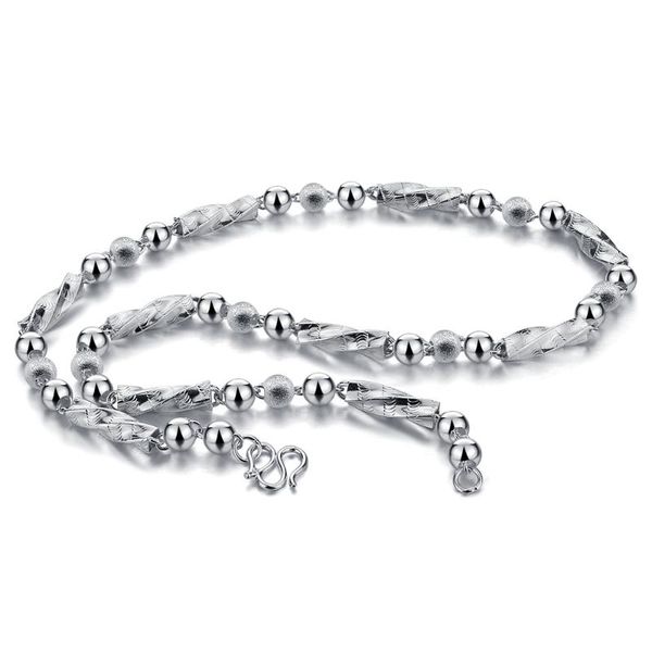 

chains men's necklace 925 sterling silver hexagonal bead for men shiny classic jewelry gifts boyfriend gift width 7mm