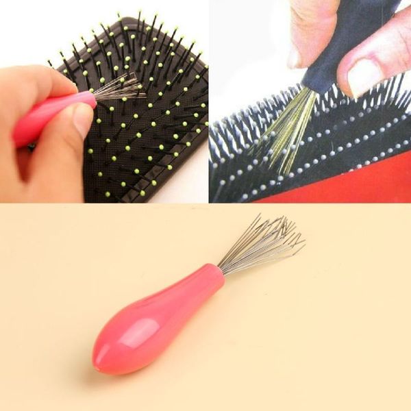 

hair brushes durable mini brush cleaner comb embeded tool cleaning remover salon home styling tools, Silver