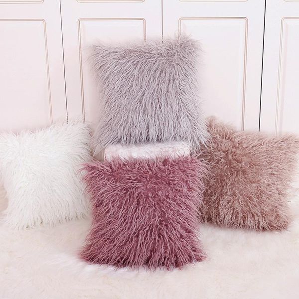 

pillow 1pc soft fluffy furry plush decor cushion cover for sofa living room rt99