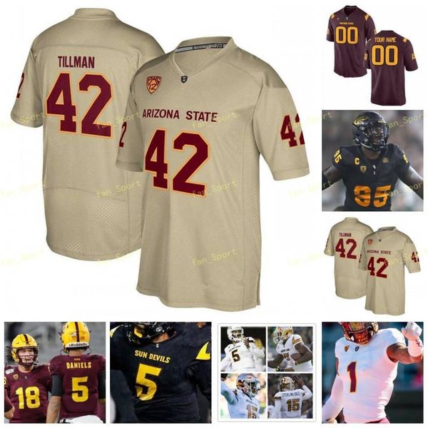 

ncaa college jerseys arizona state sun devils 12 kejuan markham 23 jord banks 42 pat tillman 6 darren woodson 11 danny white custom football, Black
