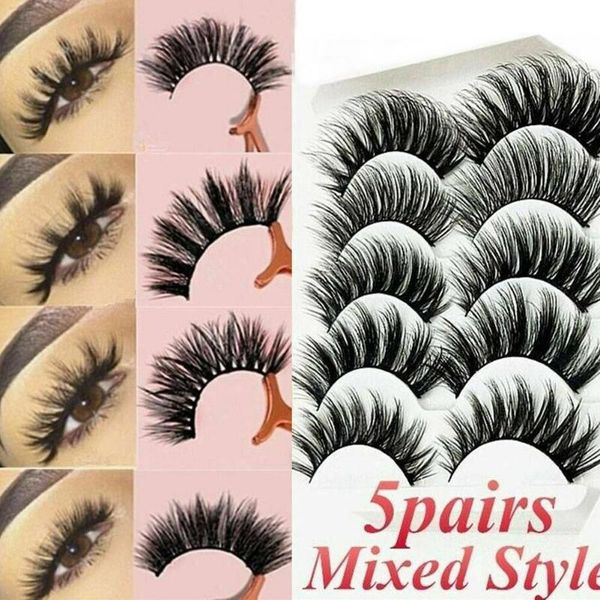 

false eyelashes 5 pairs eye lashes female thick naturally soft tools makeup long x5w3