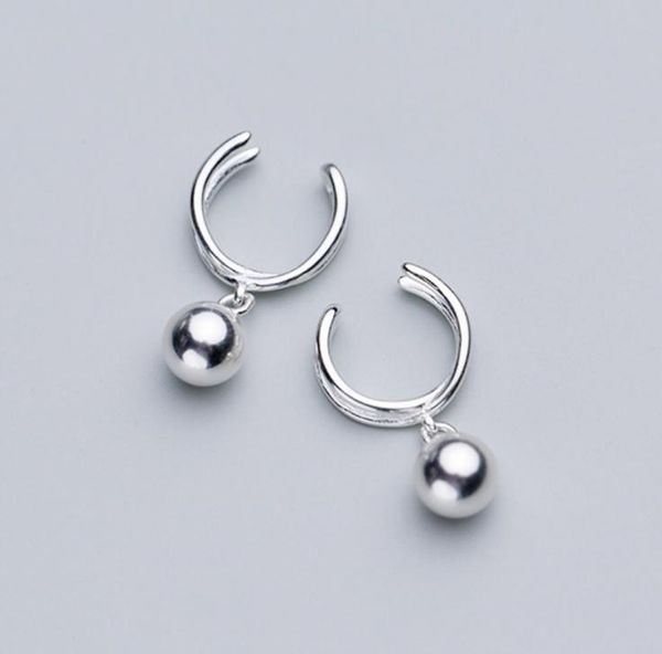 

clip-on & screw back 925 solid sterling silver lovely ball ear cartilage cuff single earring a1559