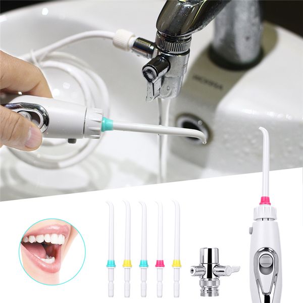 6 ugelli Rubinetto Irrigatore orale Filo d'acqua Irrigatore dentale portatile Spruzzo d'acqua Spazzolino da denti Risciacquo orale Doccia dentale