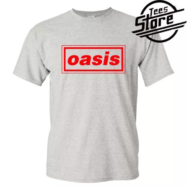 

new oasis band logo men's grey t-shirt size s-3xl - 100% cotton, White;black