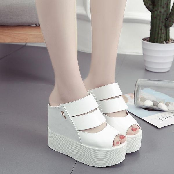 

35-39 size summer women shoes 5cm heel height open toe sandals peep-toe platform lady increasing 6cm, Black
