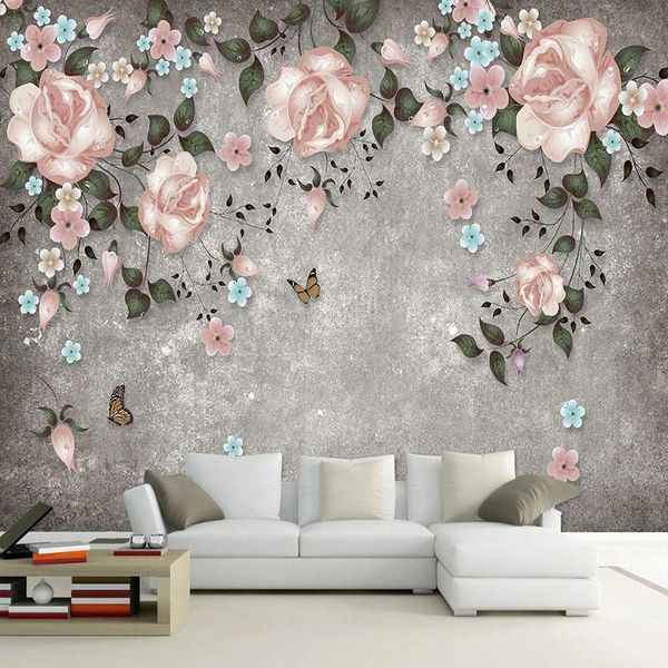 

wallpapers custom po wallpaper 3d hand painted rose vine flowers murals living room tv sofa background wall painting papel de parede 3 d