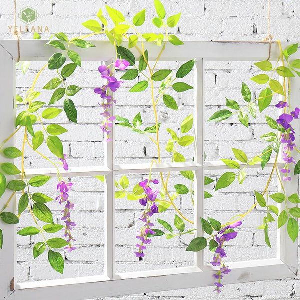 

decorative flowers & wreaths 175cm wisteria vine artificial silk garland arch wedding decoration home garden hanging plant wall decor