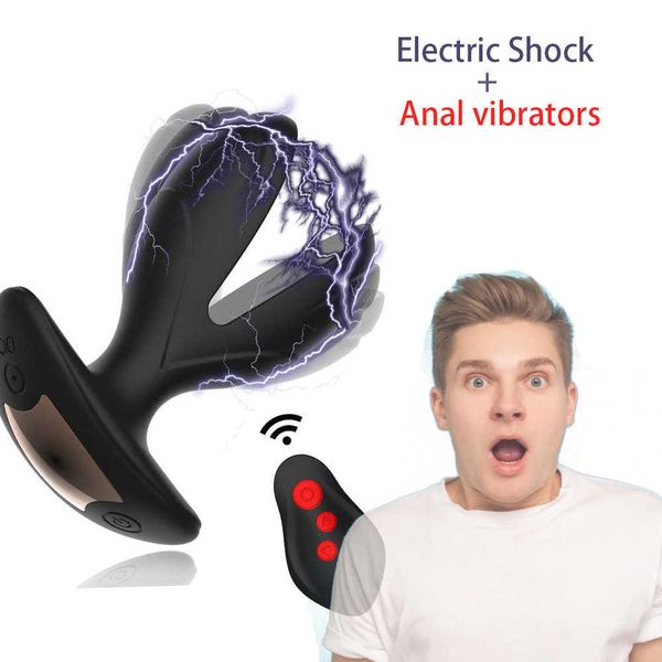 Anus Electric Shock Мужская простата Массаж Мастурбатор Дилдо Вибратор Butt Plug Взрослый Секс Игрушки для Человека G Насел Анальный расширительный штекер X0503