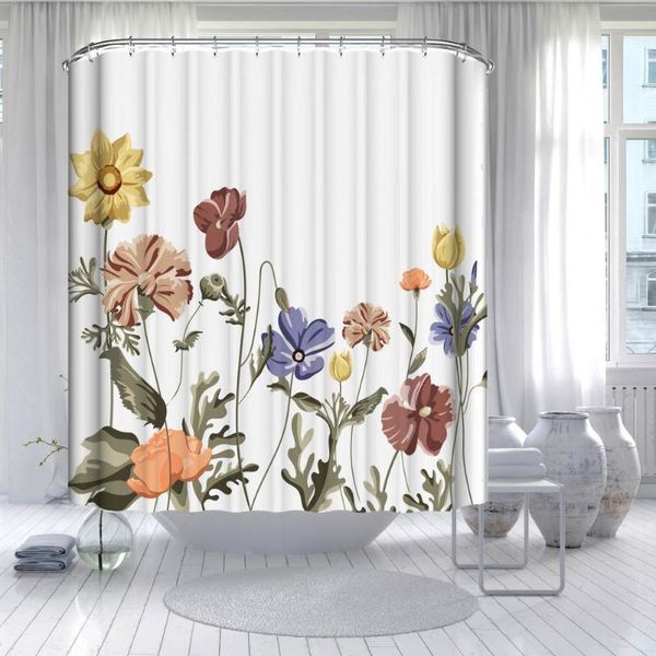 

curtain & drapes 1 set waterproof shower exquisite country style flower pattern polyester bathtub supplies with hooks decorative