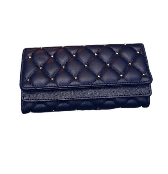 

factory wholesale women wallet cover double personality hand fashion womens classic argyle rivet wallets purse embroidered, Red;black
