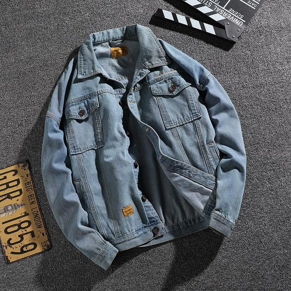 

men's denim jacket, stylish, casual, premium washed-craft coat drop jackets, Black;brown