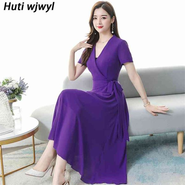 

summer 8 colors beach chiffon midi dresses women boho vintage solid 3xl plus size sundress elegant bodycon party vestidos 210528, Black;gray
