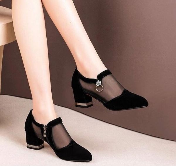 

dress shoes baotou high heels sandals elastic textile splicing casual beach for woman classics non-slip lightweight sandal, Black