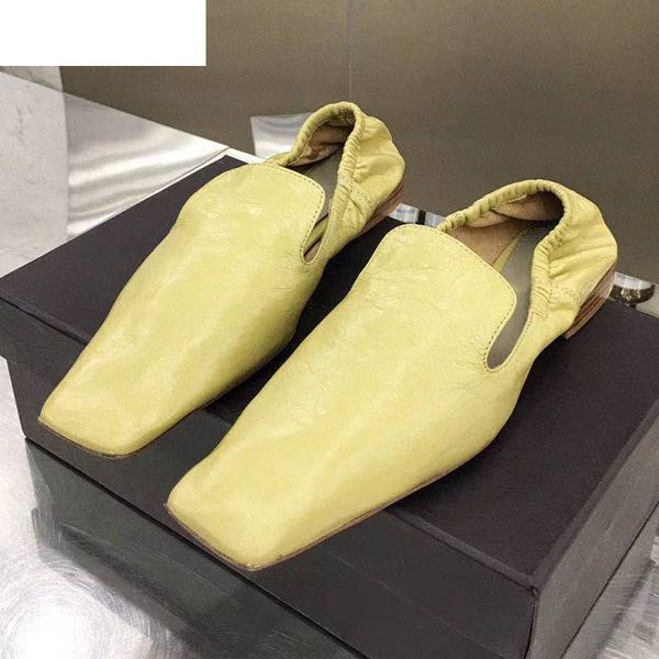 

sandals spring flat square toe casual shoes women soft real leather deep mouth elastic slip on loafers comfort light female 2021 n, Black