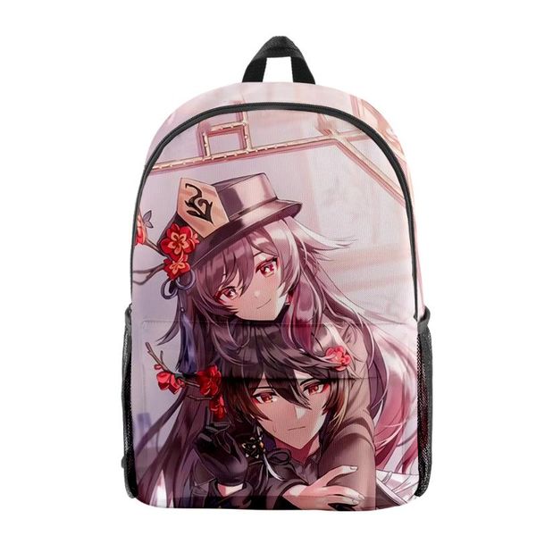

backpack genshin impact zhongli 3d primary middle school students schoolbag oxford waterproof high capacity travel