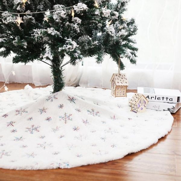 

christmas decorations white plush snowflake tree skirt