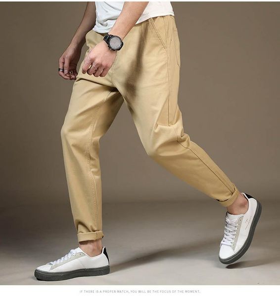 

men's pants autumn plus size casual elastic 4 colors xz65 27-37, Black