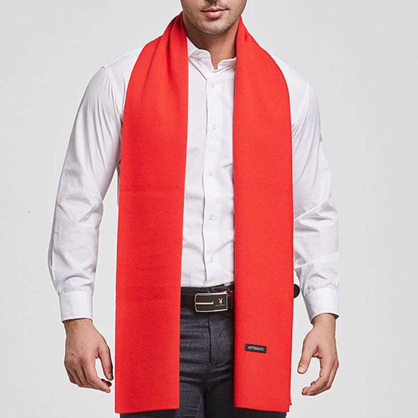 

winter wool men's solid color korean warm busins red gift scarf, Blue;gray