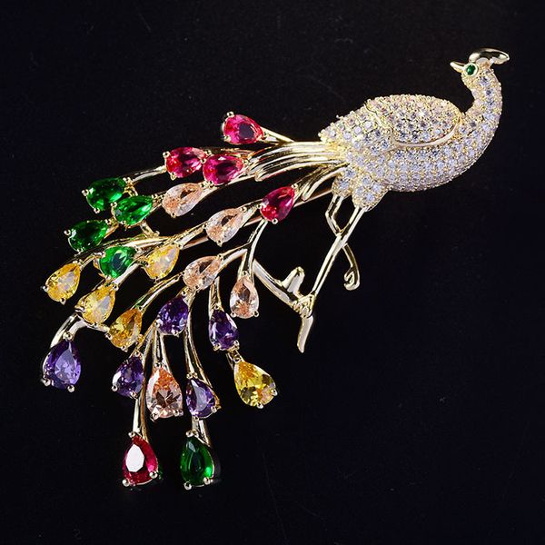 

a copper inlay zircon phoenix peacock brooches female temperament pins act the role ofing is tasted, Gray