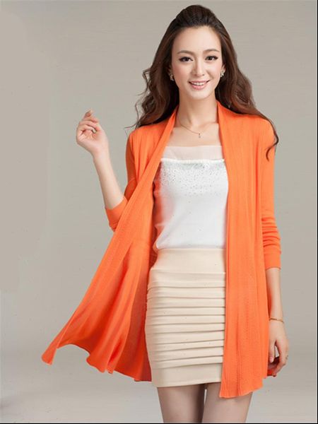 

open stitch women sweater casual vintage all match vertical fashion straight hollow out thin long sleeve sweaters cardigan l6, White;black