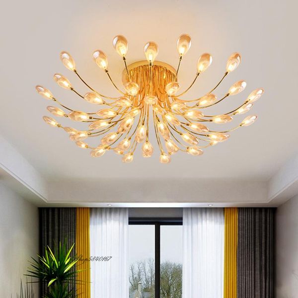 

chandeliers modern crystal ceiling led luxury hanging lamps for living room decor loft bedroom chandelier lighting amber lustre