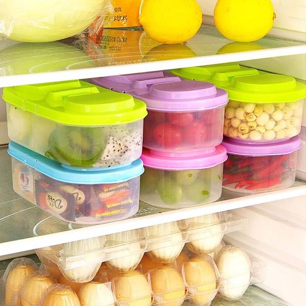 

double-compartment sealed kitchen groceries with lid containers multifunctional plastic storage box refrigerator gadgets bottles & jars