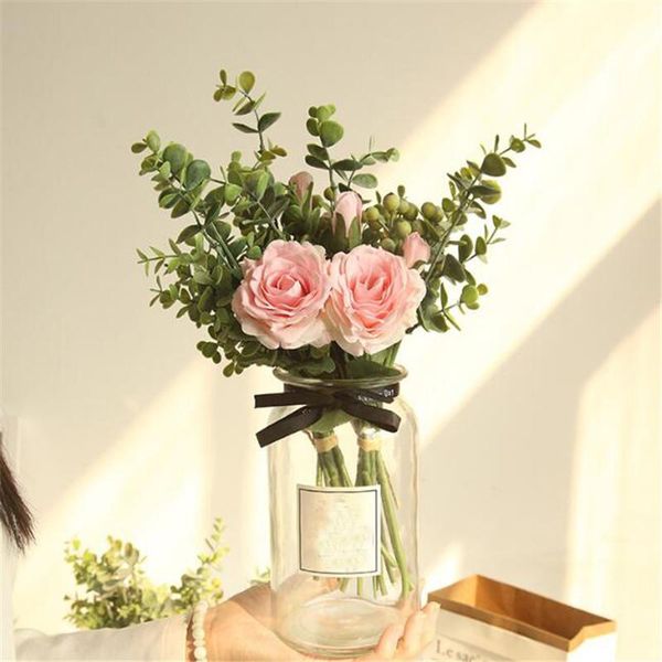 

simulation rose bouquet wedding hand artificial fake flower home decoration party decorative flowers & wreaths