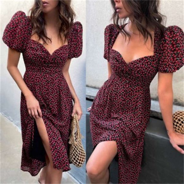 

style women's floral wrapped casual dress ins home split, Black;gray