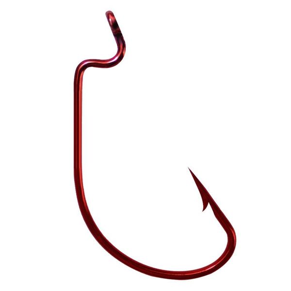 

100pcs red worm fishing hooks with eye barbed hook