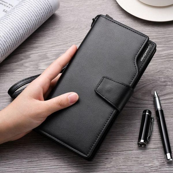 

wallets quality men clutch bag card holder male purse zipper mobile phone large capacity wallet for carteira masculina, Red;black