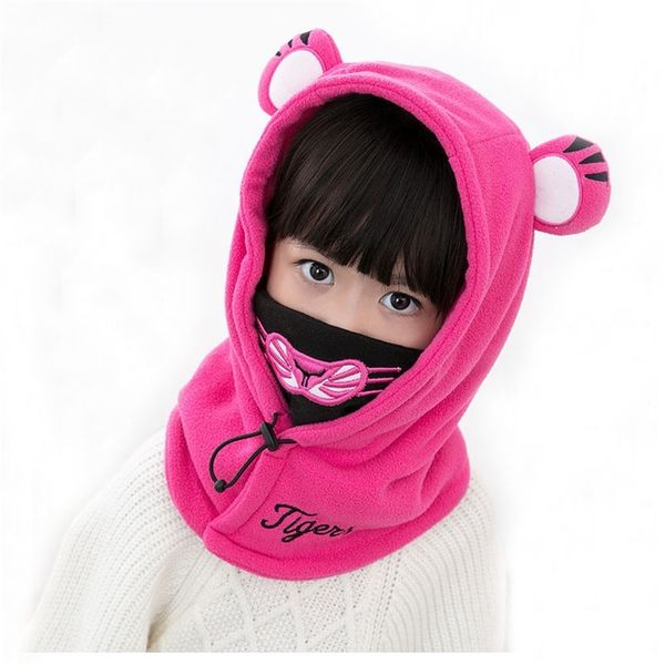 

doit 4 to10 years old velvet girls boys beanies cotton animal style winter hat child windproof thick kids earflap caps 220105, Yellow