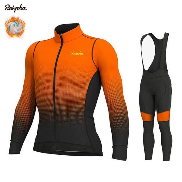 

racing sets cycling jersey raphaful winter wool fleece bib long gel pad set ropa ciclismo invierno bicycle men's tights triathlon kit, Black;blue