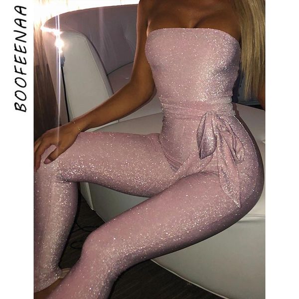 

women's jumpsuits & rompers boofeenaa sparkle jumpsuit clubwear party one piece outfit women ropa mujer tube bodycon romper c92-ab6, Black;white