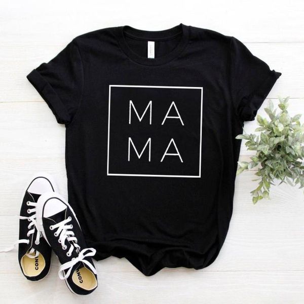 

mama square women tshirt cotton casual funny t shirt gift for lady yong girl tee 6 color women's t-shirt, White