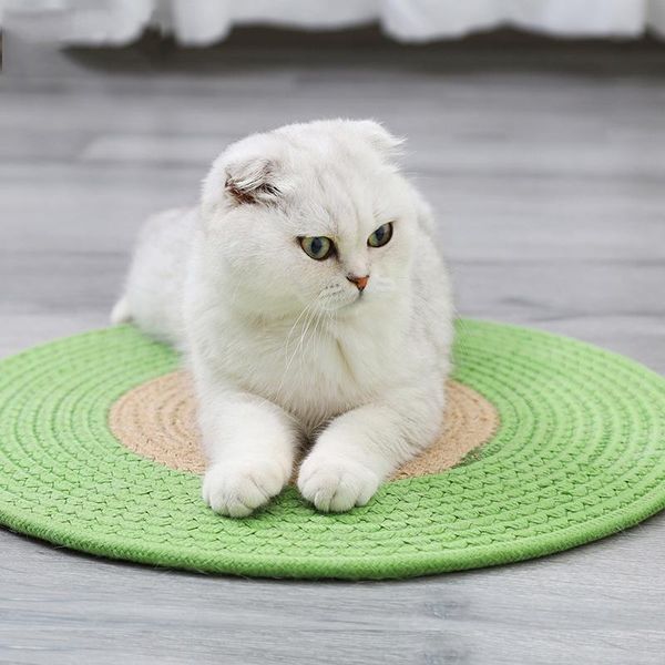 

cat beds & furniture cotton scratching mat round pet bed cushion for small dogs puppy sleeping non-slip litter supplies