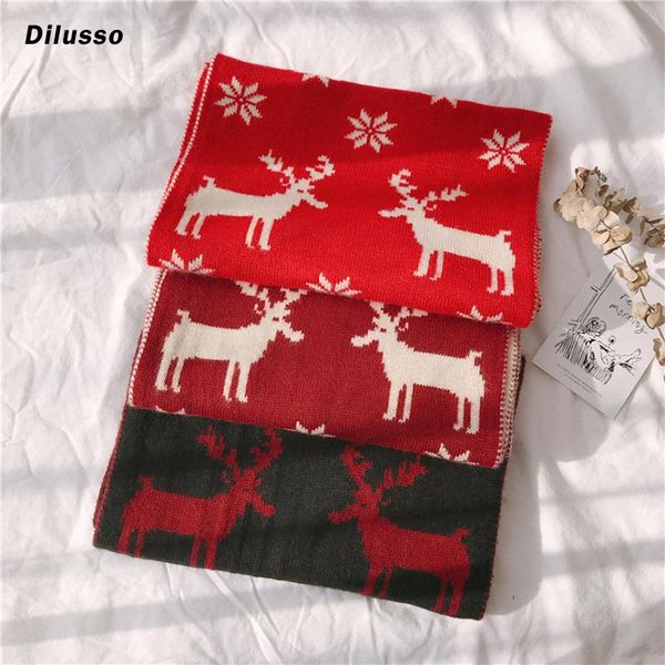 

scarves women winter imitation cashmere christmas snowflakes print warm casual year deer wraps, Blue;gray