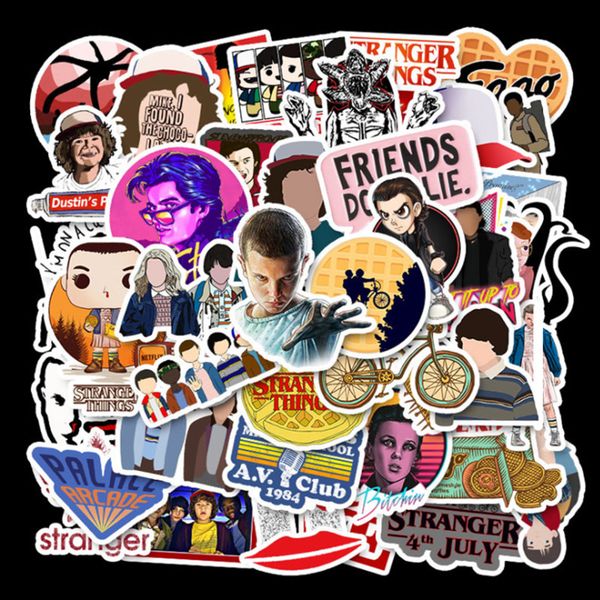 

50 pcs us drama strange graffiti waterproof skateboard travel suitcase phone lapluggage stickers cute kids girl toys
