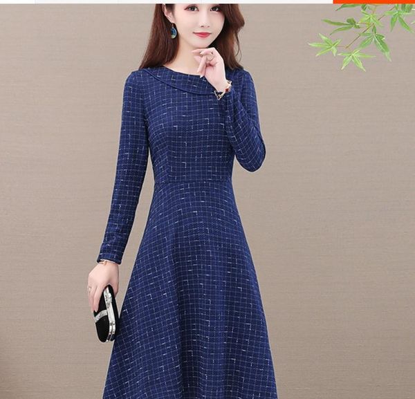 

2021 spring and autumn fashion long sleeve women's dress @208, Black;gray